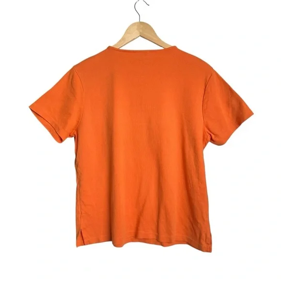 St. John’s Bay Embellished T-Shirt Women XL Orange Embroidered V-Neck - Picture 2 of 9